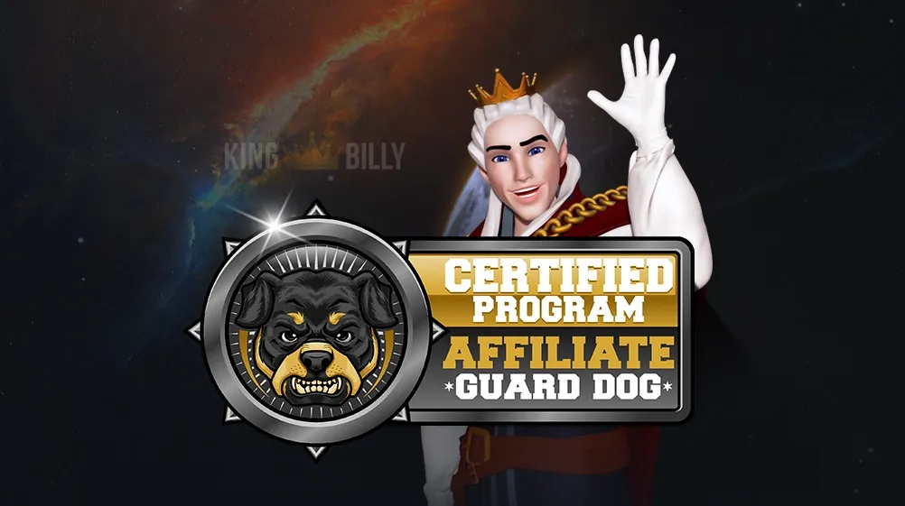 King Billy Casino has been granted the prestigious Affiliate Guard Dog Certification! What does it mean for players? Read our article to find out more.