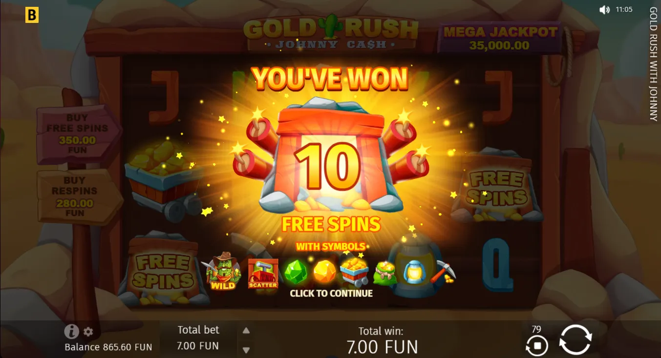 glod rush with johnny cash free spins