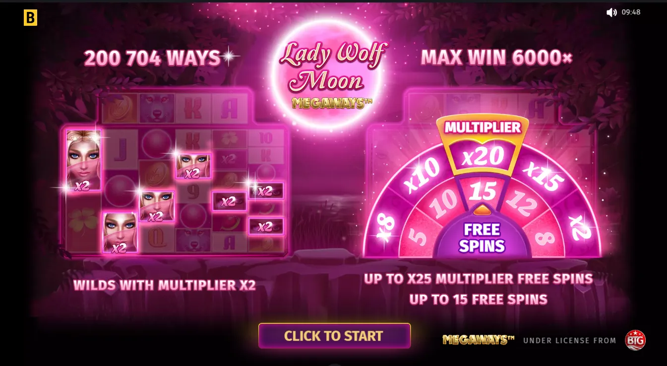 lady wolf moon megaways slot review main screen